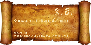 Kenderesi Benjámin névjegykártya
