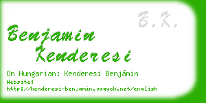 benjamin kenderesi business card